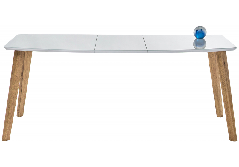 Стол стеклянный, Серсея белый / дуб монтана