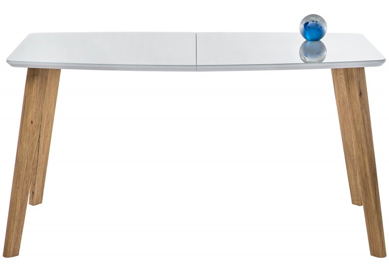 Стол стеклянный, Серсея белый / дуб монтана