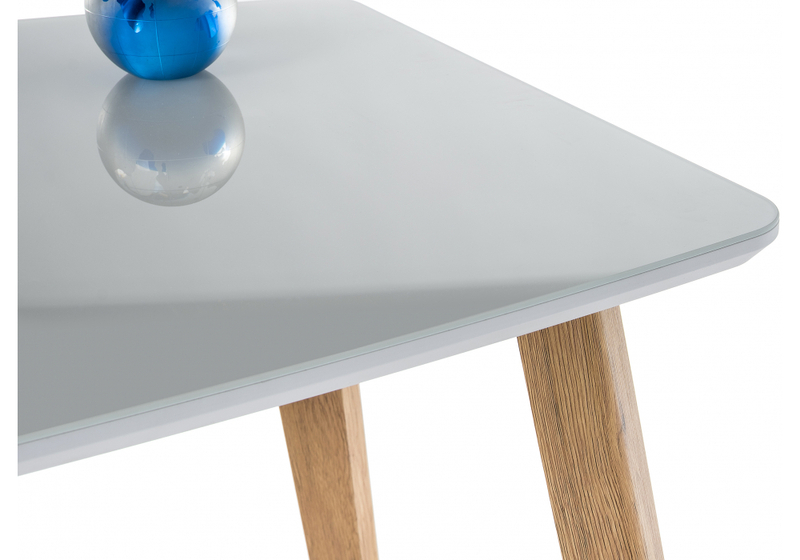 Стол стеклянный, Серсея белый / дуб монтана