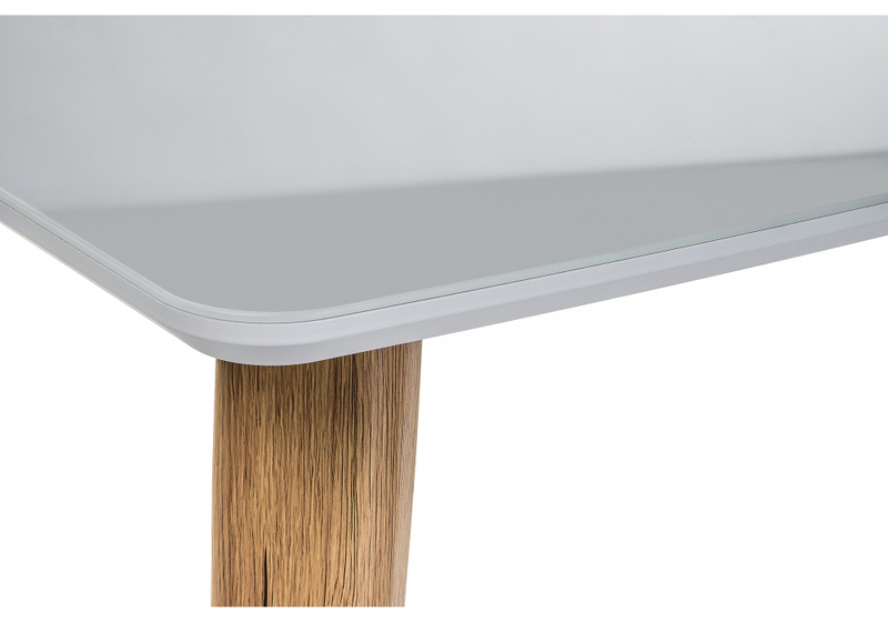 Стол стеклянный, Серсея белый / дуб монтана