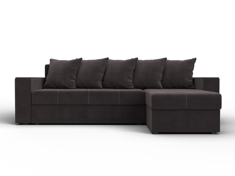 Диван угловой Дубай Лайт угол универсальный, Велюр, SEVEN 727 коричневый