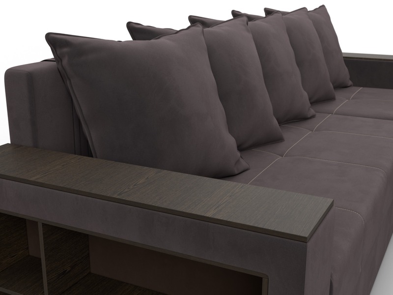 Диван угловой Дубай Лайт угол универсальный, Велюр, SEVEN 727 коричневый