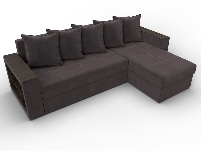 Диван угловой Дубай Лайт угол универсальный, Велюр, SEVEN 727 коричневый