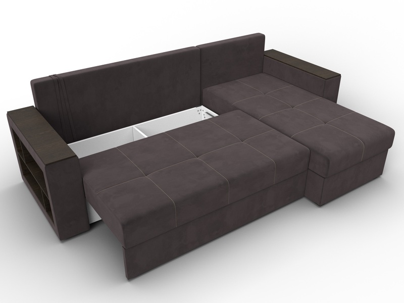 Диван угловой Дубай Лайт угол универсальный, Велюр, SEVEN 727 коричневый
