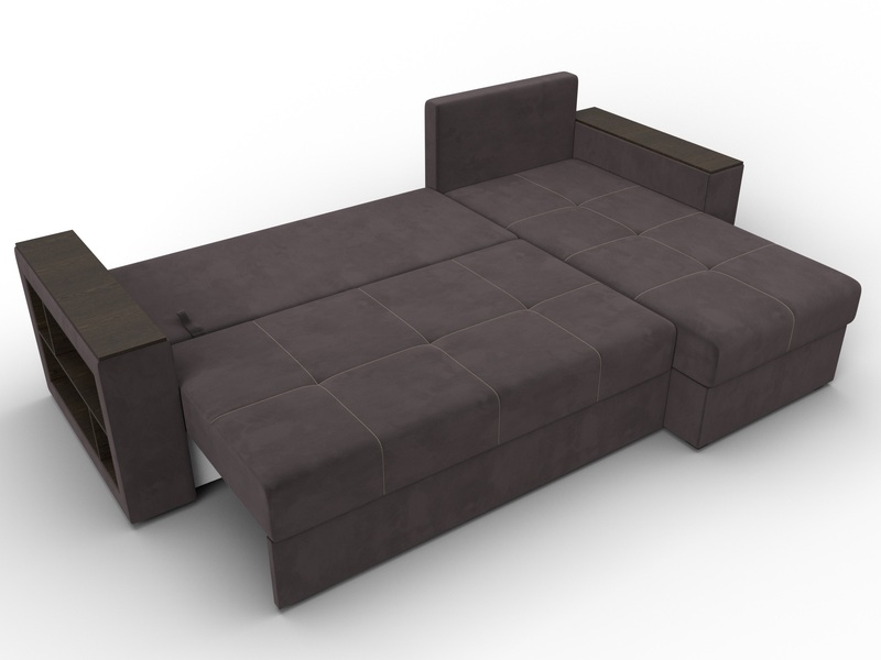 Диван угловой Дубай Лайт угол универсальный, Велюр, SEVEN 727 коричневый