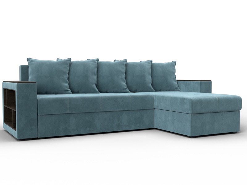 Диван угловой Дубай Лайт угол универсальный, Велюр, SEVEN 113 бирюзовый