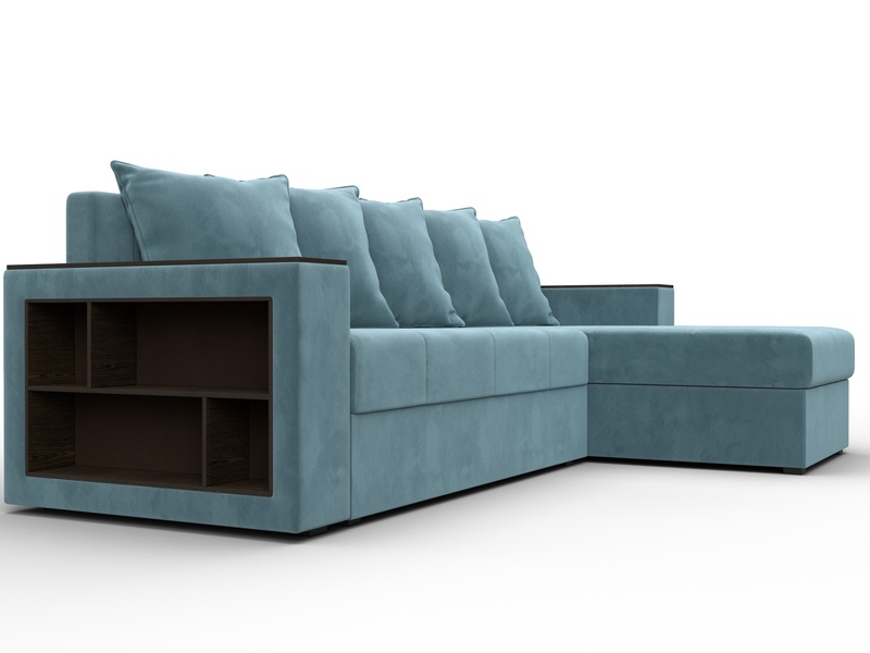 Диван угловой Дубай Лайт угол универсальный, Велюр, SEVEN 113 бирюзовый