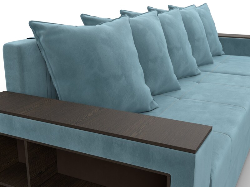 Диван угловой Дубай Лайт угол универсальный, Велюр, SEVEN 113 бирюзовый