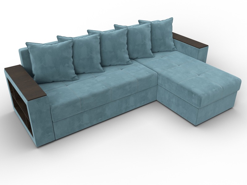 Диван угловой Дубай Лайт угол универсальный, Велюр, SEVEN 113 бирюзовый