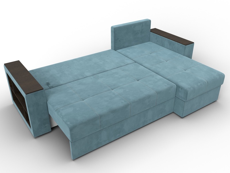 Диван угловой Дубай Лайт угол универсальный, Велюр, SEVEN 113 бирюзовый