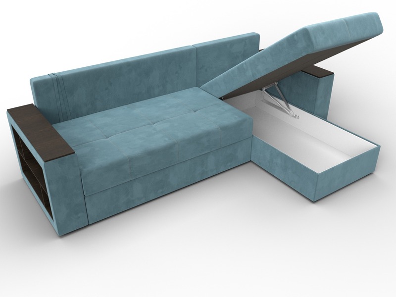 Диван угловой Дубай Лайт угол универсальный, Велюр, SEVEN 113 бирюзовый