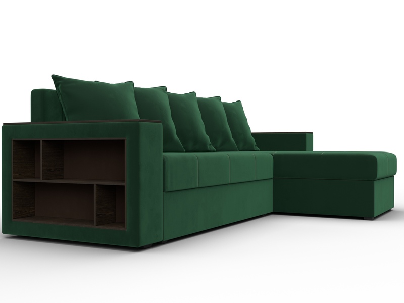 Диван угловой Дубай Лайт угол универсальный, Велюр, SEVEN 626 зеленый