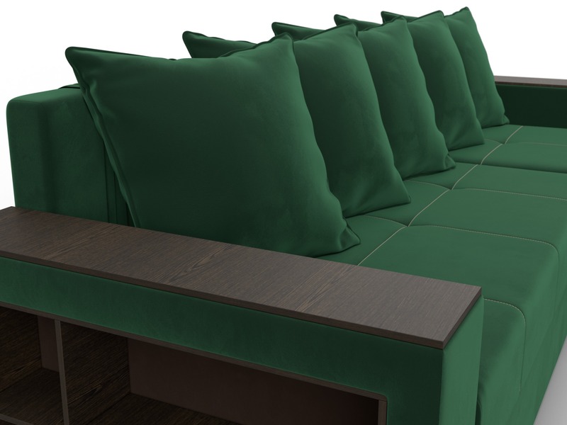 Диван угловой Дубай Лайт угол универсальный, Велюр, SEVEN 626 зеленый