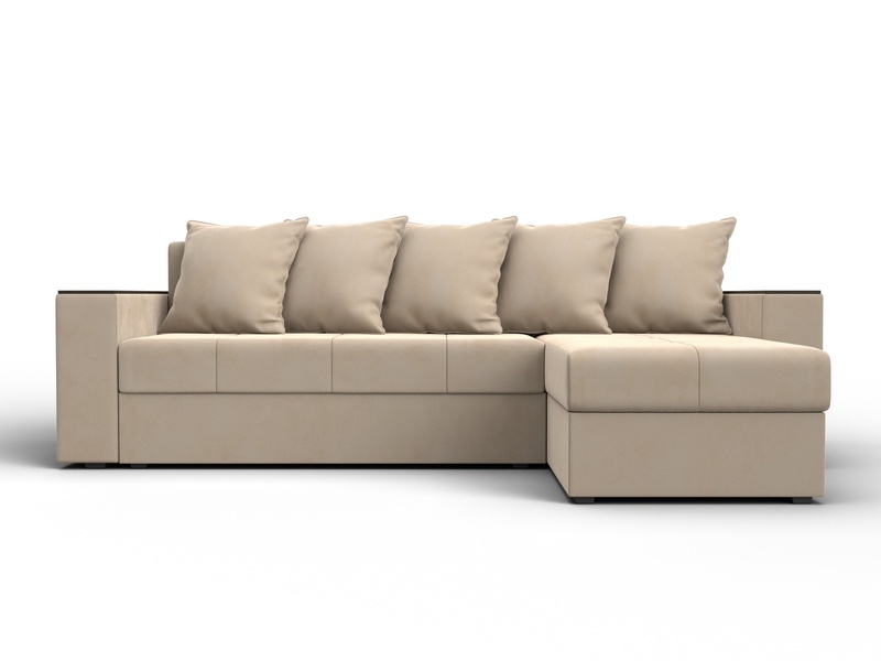 Диван угловой Дубай Лайт угол универсальный, Велюр, SEVEN 729 бежевый