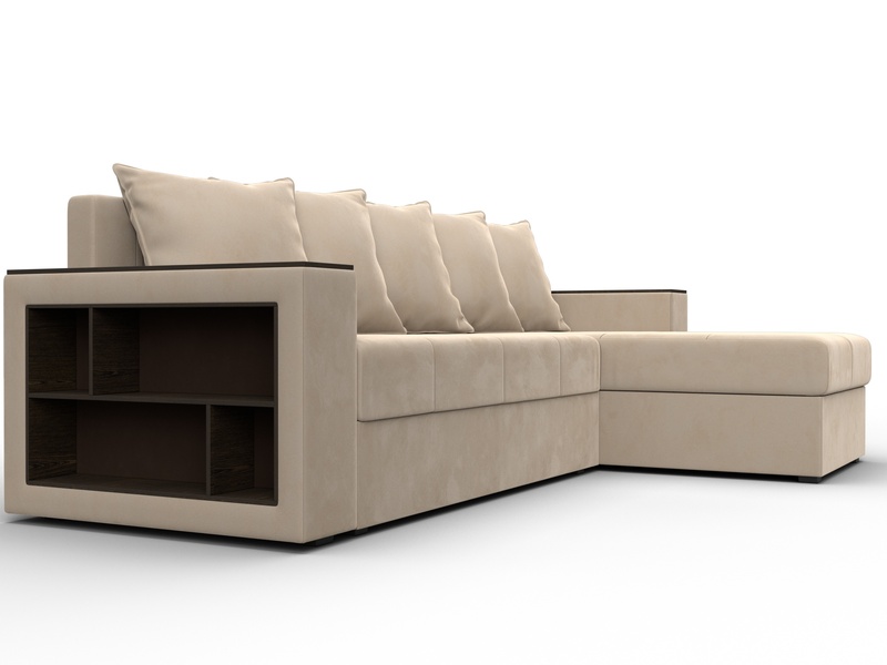 Диван угловой Дубай Лайт угол универсальный, Велюр, SEVEN 729 бежевый