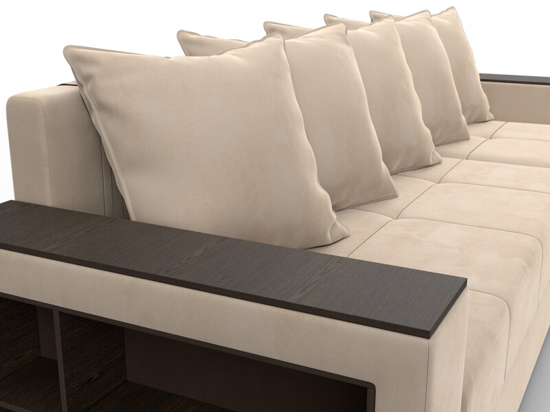 Диван угловой Дубай Лайт угол универсальный, Велюр, SEVEN 729 бежевый