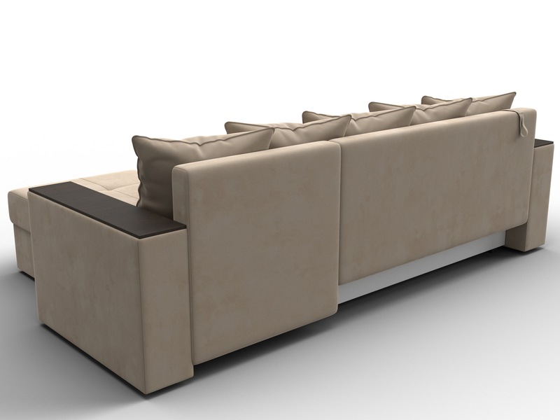 Диван угловой Дубай Лайт угол универсальный, Велюр, SEVEN 729 бежевый