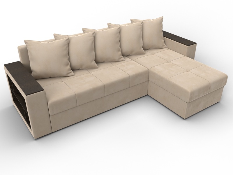 Диван угловой Дубай Лайт угол универсальный, Велюр, SEVEN 729 бежевый