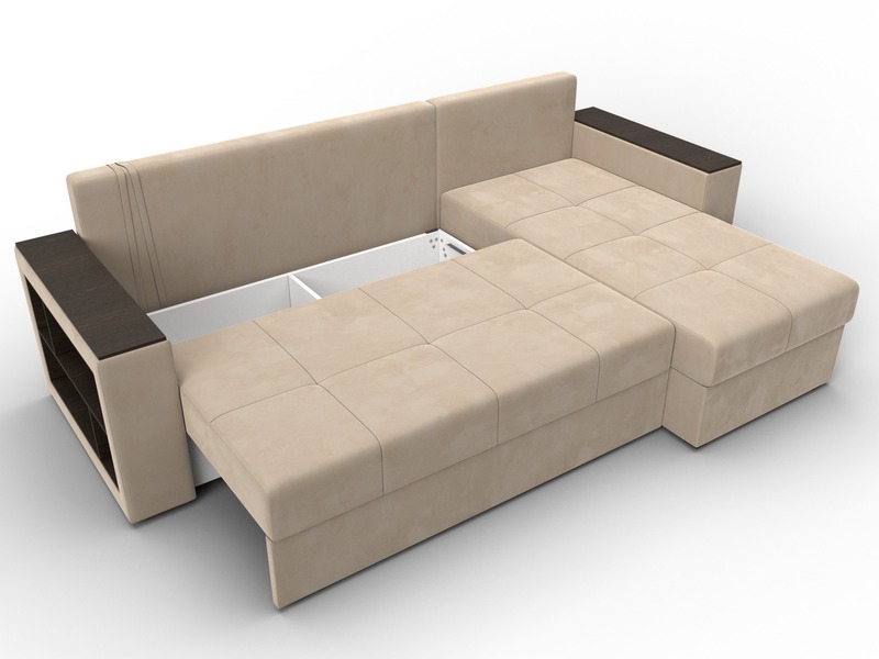 Диван угловой Дубай Лайт угол универсальный, Велюр, SEVEN 729 бежевый