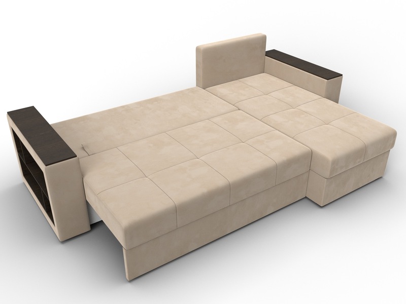 Диван угловой Дубай Лайт угол универсальный, Велюр, SEVEN 729 бежевый