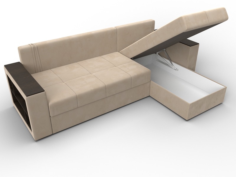 Диван угловой Дубай Лайт угол универсальный, Велюр, SEVEN 729 бежевый