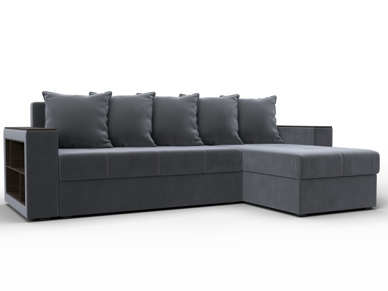 Диван угловой Дубай Лайт угол универсальный, Велюр, SEVEN 17 серый