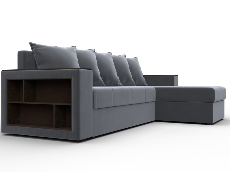 Диван угловой Дубай Лайт угол универсальный, Велюр, SEVEN 17 серый