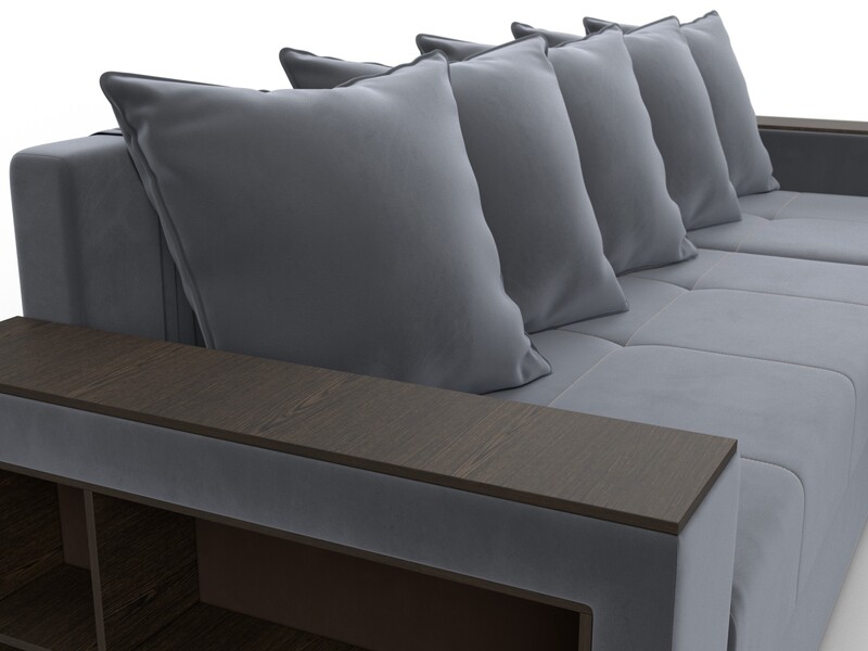 Диван угловой Дубай Лайт угол универсальный, Велюр, SEVEN 17 серый