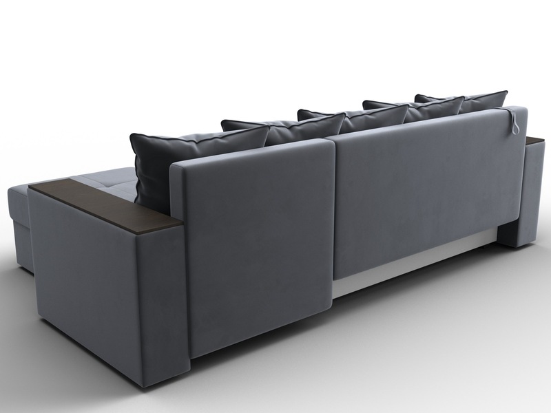 Диван угловой Дубай Лайт угол универсальный, Велюр, SEVEN 17 серый