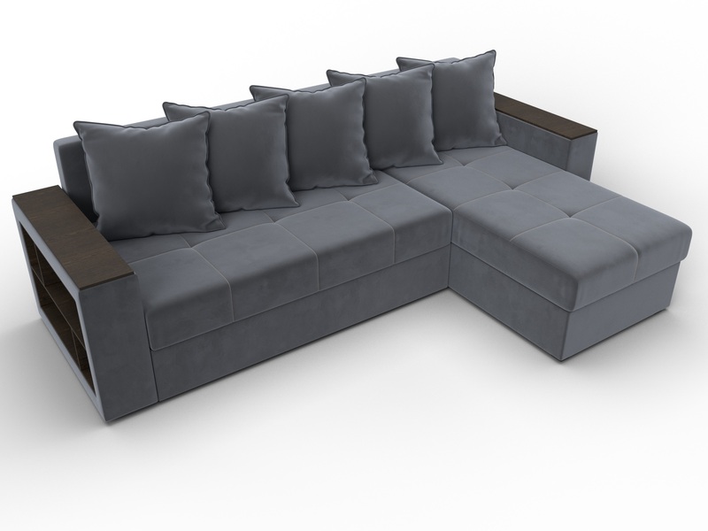 Диван угловой Дубай Лайт угол универсальный, Велюр, SEVEN 17 серый