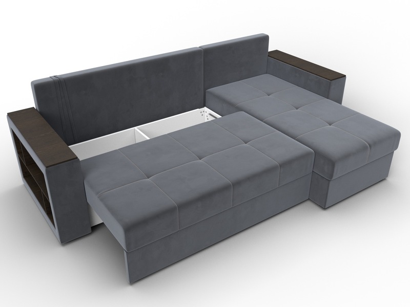 Диван угловой Дубай Лайт угол универсальный, Велюр, SEVEN 17 серый