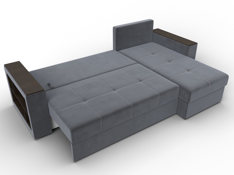 Диван угловой Дубай Лайт угол универсальный, Велюр, SEVEN 17 серый