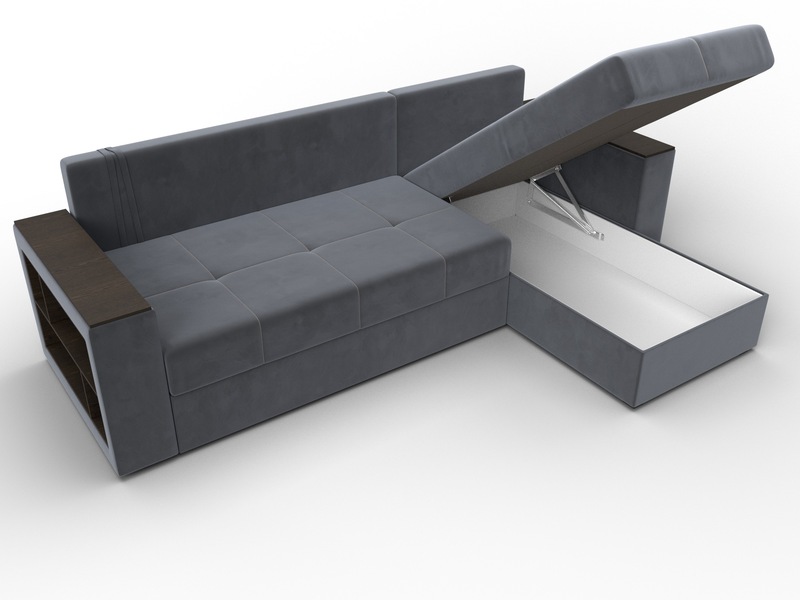 Диван угловой Дубай Лайт угол универсальный, Велюр, SEVEN 17 серый