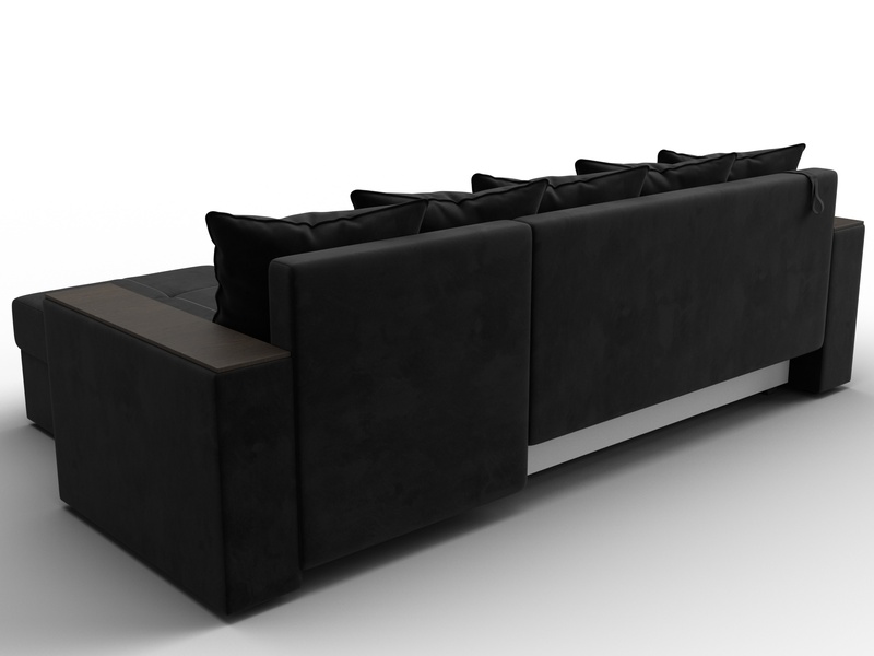 Диван угловой Дубай Лайт угол универсальный, Велюр, SEVEN 35 черный