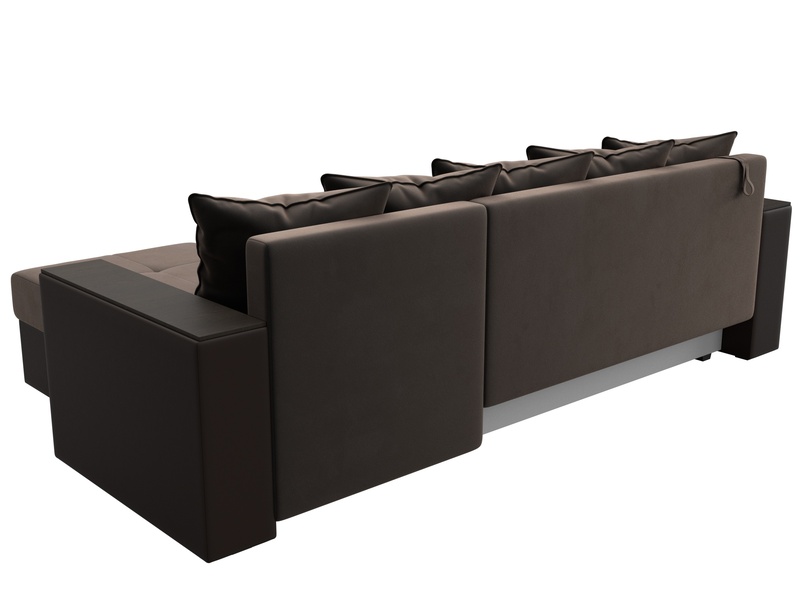 Диван угловой Дубай Лайт угол универсальный, Велюр;Экокожа, Коричневый;Коричневый