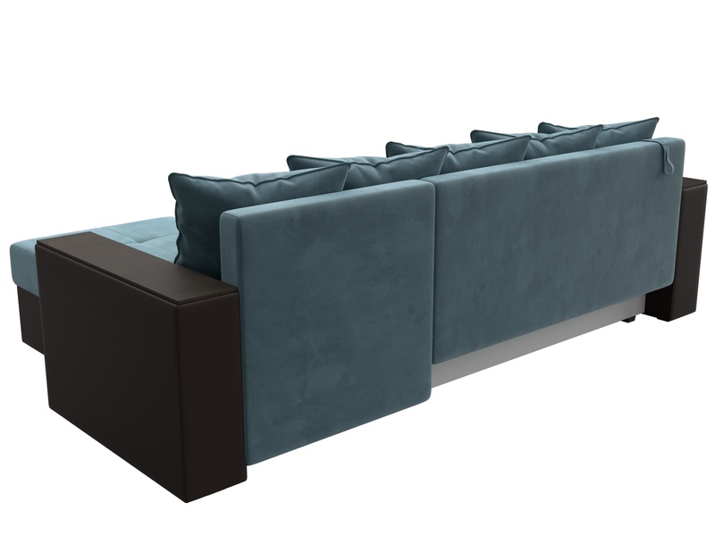 Диван угловой Дубай Лайт угол универсальный, Велюр;Экокожа, Бирюзовый;Коричневый