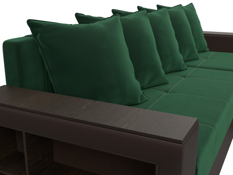 Диван угловой Дубай Лайт угол универсальный, Велюр;Экокожа, Зеленый;Коричневый