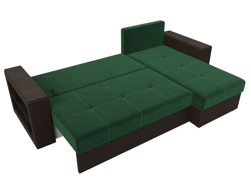 Диван угловой Дубай Лайт угол универсальный, Велюр;Экокожа, Зеленый;Коричневый
