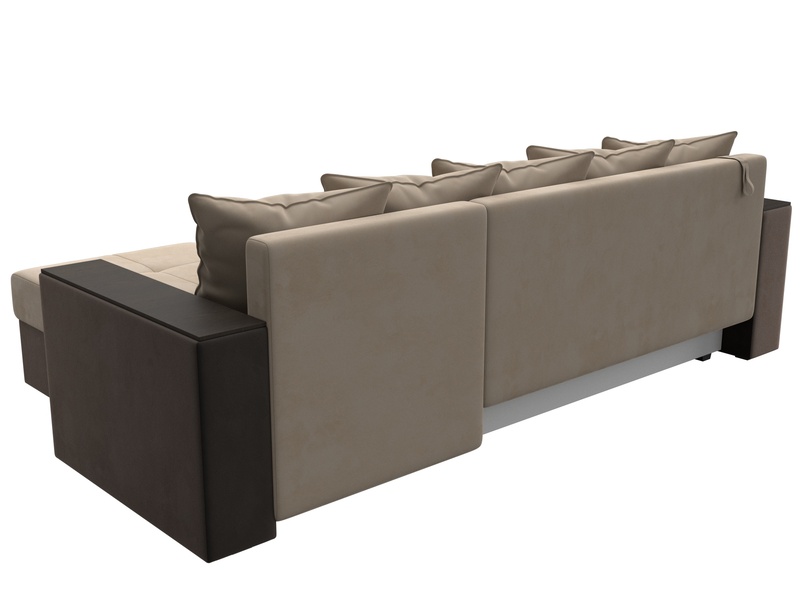 Диван угловой Дубай Лайт угол универсальный, Велюр;Экокожа, Бежевый;Коричневый