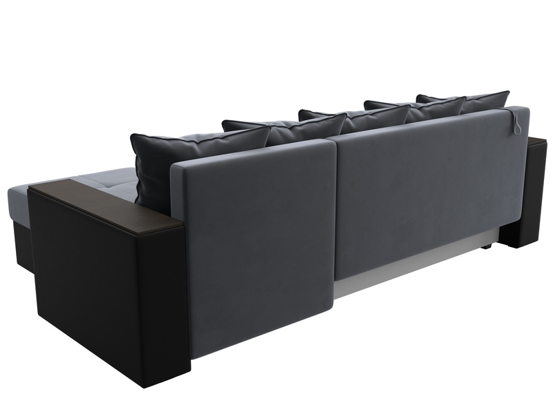 Диван угловой Дубай Лайт угол универсальный, Велюр;Экокожа, Серый;Черный