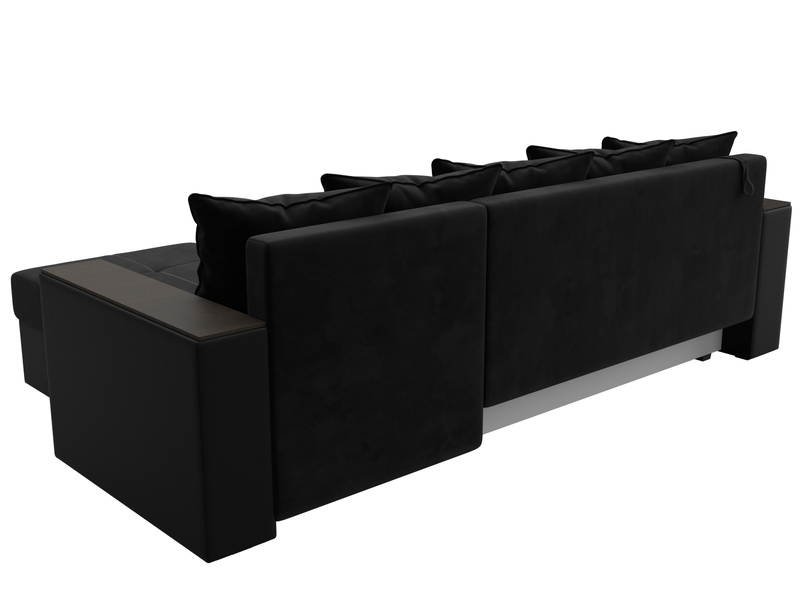 Диван угловой Дубай Лайт угол универсальный, Велюр;Экокожа, Черный;Черный