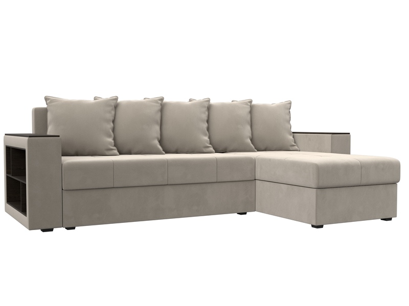 Диван угловой Дубай Лайт угол универсальный, Микровельвет, Бежевый