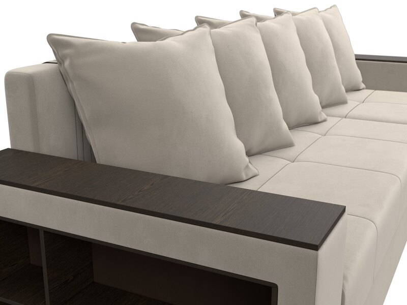 Диван угловой Дубай Лайт угол универсальный, Микровельвет, Бежевый