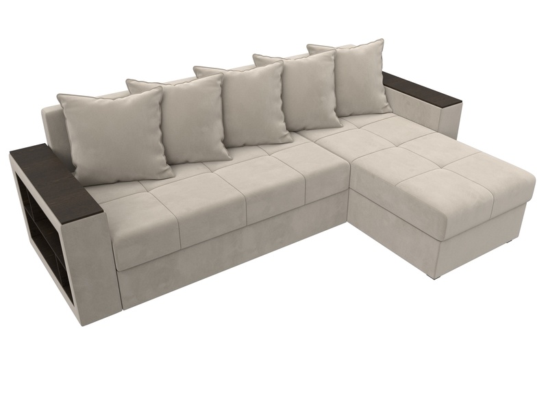 Диван угловой Дубай Лайт угол универсальный, Микровельвет, Бежевый