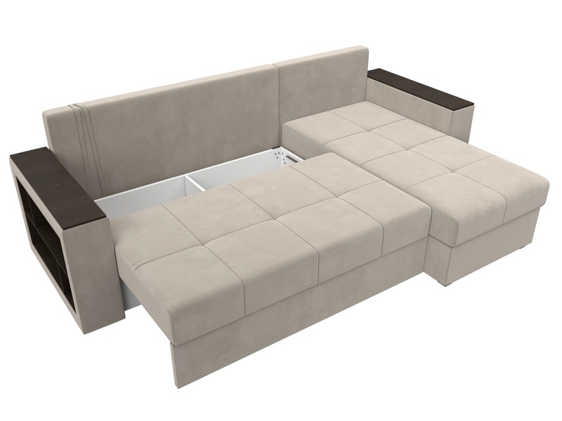 Диван угловой Дубай Лайт угол универсальный, Микровельвет, Бежевый