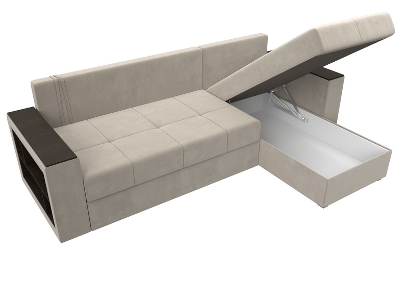 Диван угловой Дубай Лайт угол универсальный, Микровельвет, Бежевый