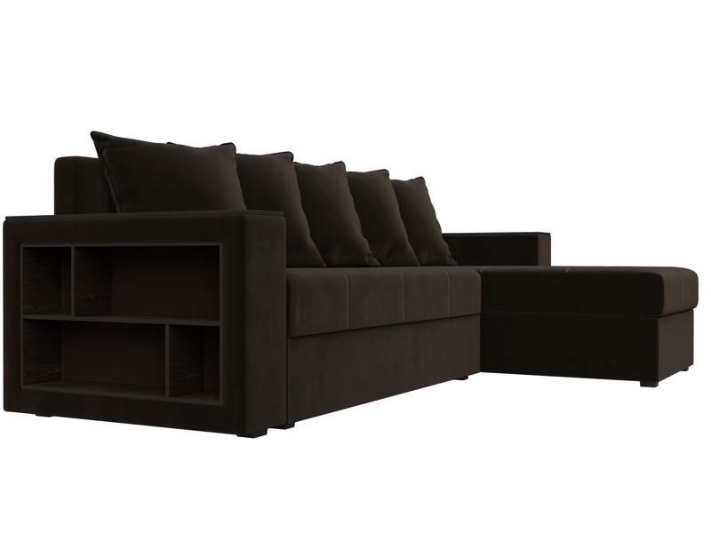 Диван угловой Дубай Лайт угол универсальный, Микровельвет, Коричневый