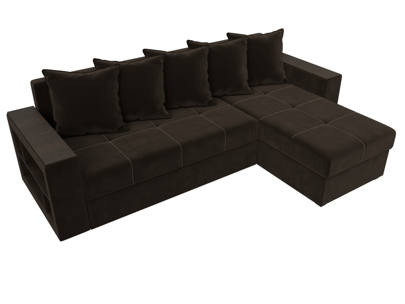 Диван угловой Дубай Лайт угол универсальный, Микровельвет, Коричневый
