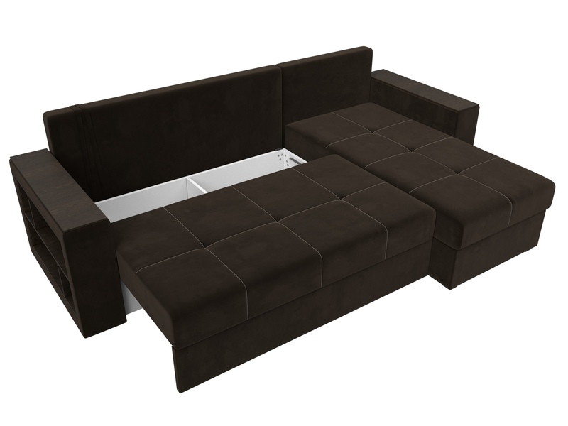 Диван угловой Дубай Лайт угол универсальный, Микровельвет, Коричневый