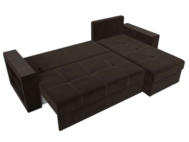 Диван угловой Дубай Лайт угол универсальный, Микровельвет, Коричневый